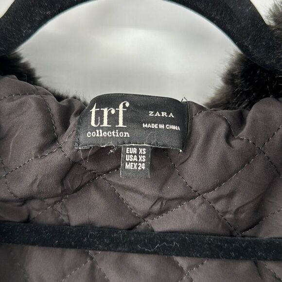 Zara Faux Fur Biker Bomber Side Buckle Jacket Size XS - Picture 2 of 6